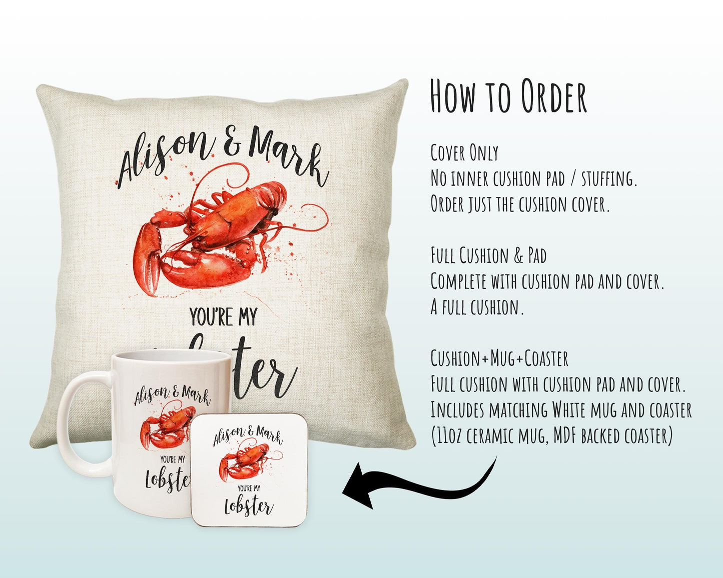 Personalised 2nd Anniversary Cushion Gift - You're My Lobster Cushion - Wedding Anniversary Friends Throw Pillow Gift For Him Her Gift CS116