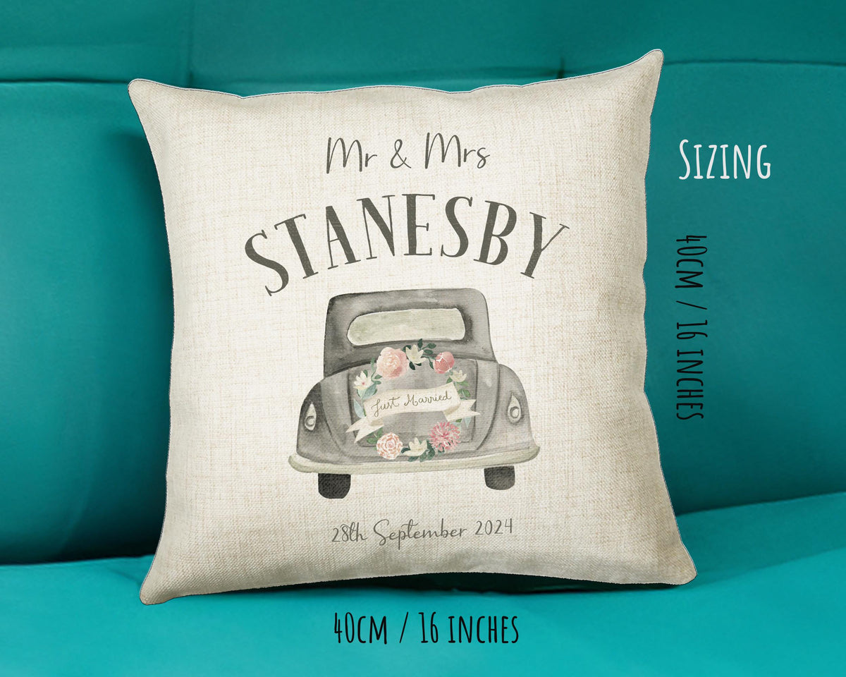 Personalised Just Married Cushion Wedding Gift Printed Name Design - Cushion Throw Pillow Gift For Newly Married Couple Wedding Gift CS373