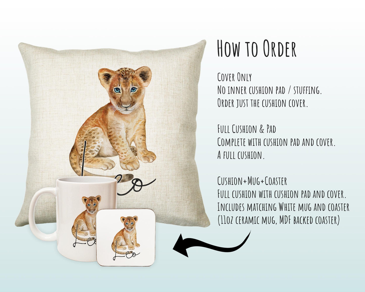 Personalised Lion Cub Cushion Gift Printed Name Design - Cushion Throw Pillow Gift For Mum Dad Friend Bedroom Birthday Christmas Gift CS075