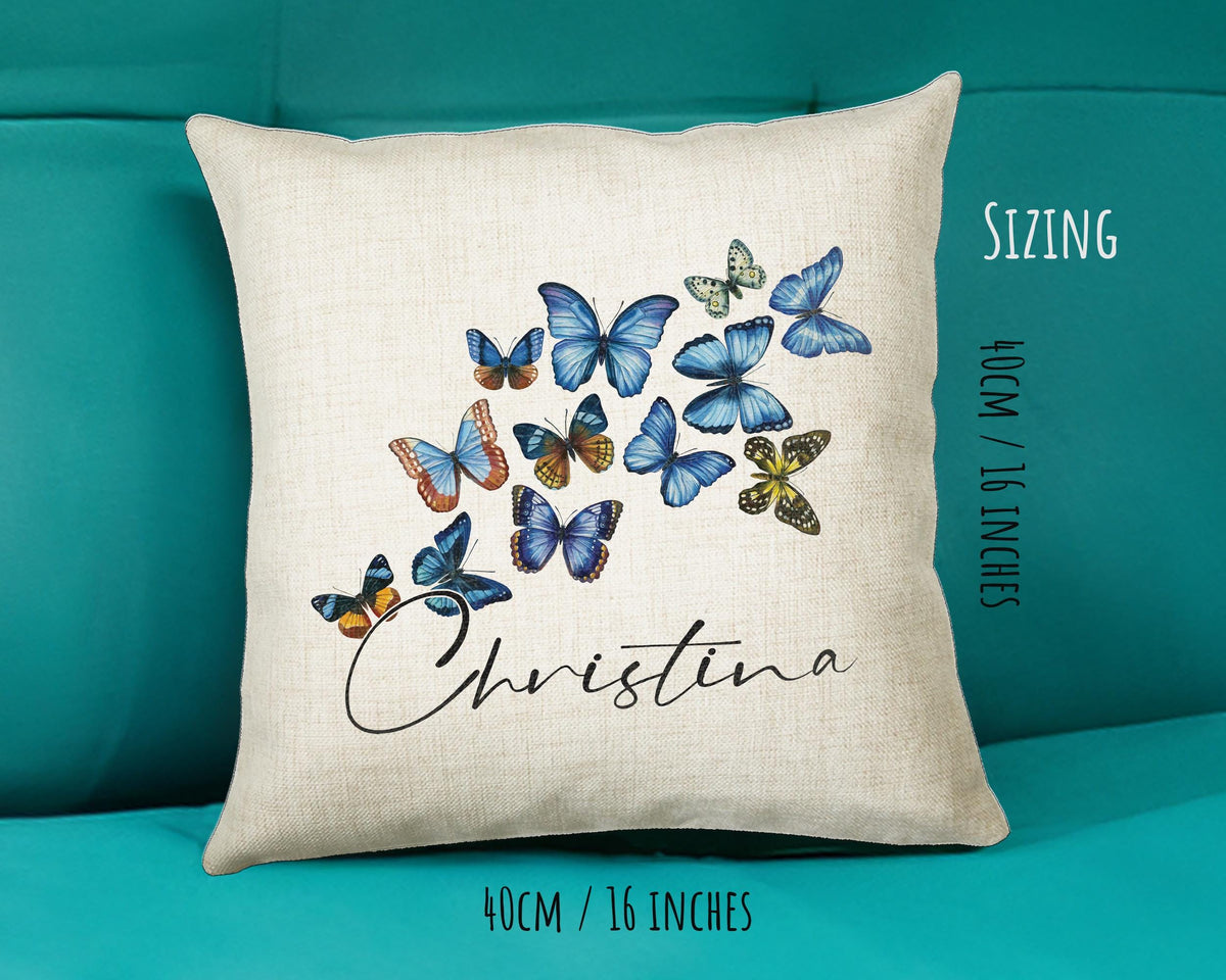 Personalised Butterfly Cushion Magical Gift Printed Name Design - Pillow Gift For Sitting Room Bedroom Decor  Birthday ChristmasGift CS485