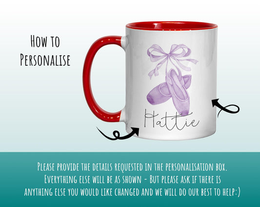 Personalised Ballet Gift Mug - Ceramic Coffee Tea Hot Chocolate Purple Mug for Ballet Dance Dancers MG0838