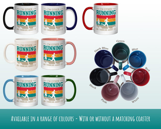 Running Gift Mug - Ceramic Coffee Tea Hot Chocolate Mug Coaster for Runners - Secret Santa Gift Idea for Running Club Team Marathon MG0871