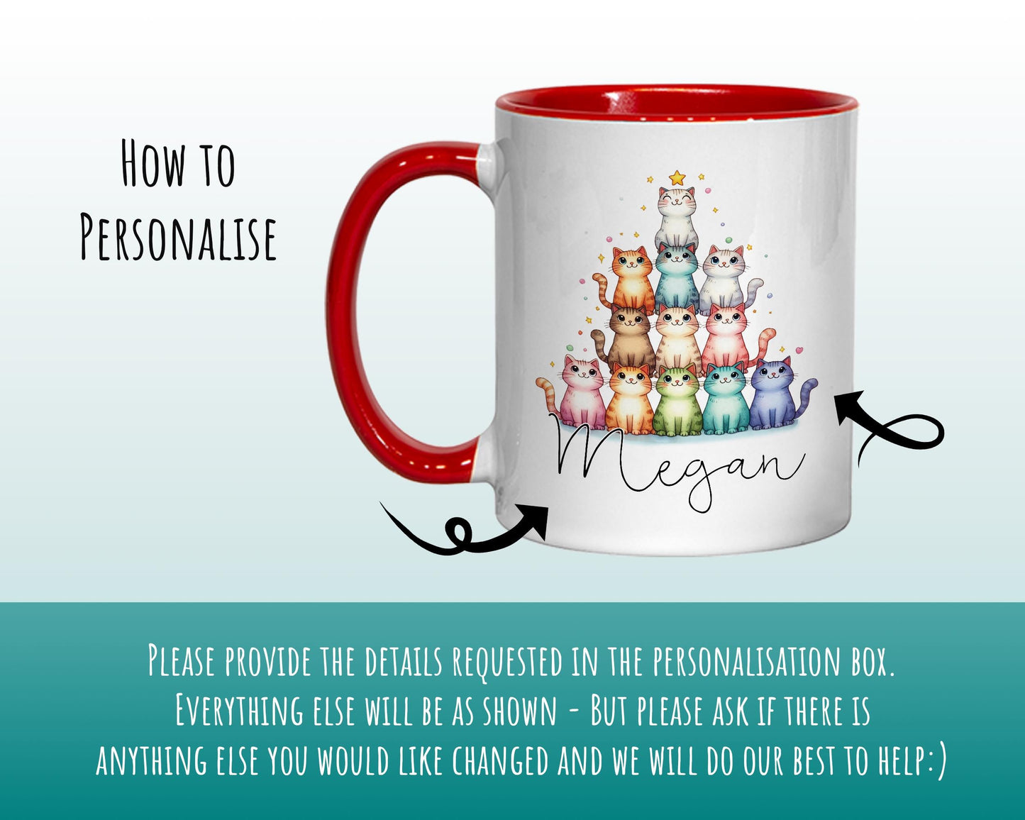 Personalised Cat Lovers Gift Mug - Ceramic Coffee Tea Chocolate Mug Coaster Cat Tower Tree Design for Cat Owner Cat Mum Secret Santa MG0895