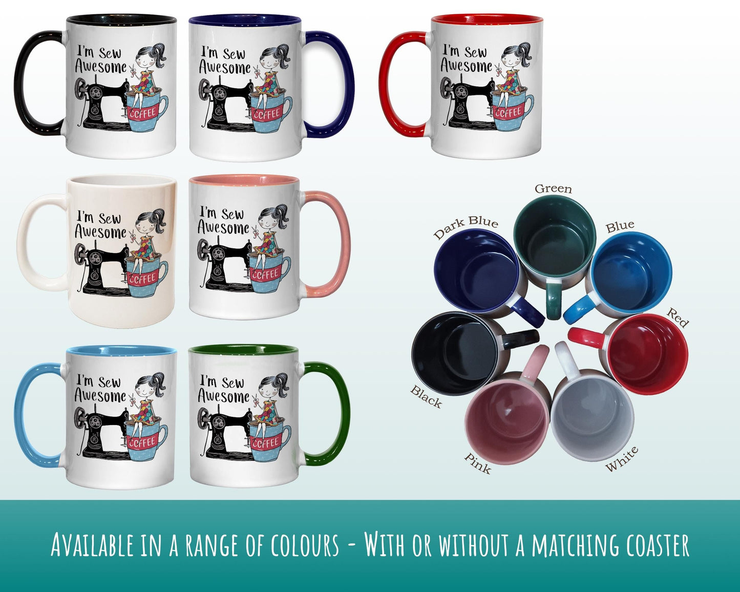 Sewing Gift Mug - Ceramic Coffee Tea Hot Chocolate Mug Gift for Sewing Lovers - Sew Awesome Design Secret Santa Gift Idea for Her MG0921