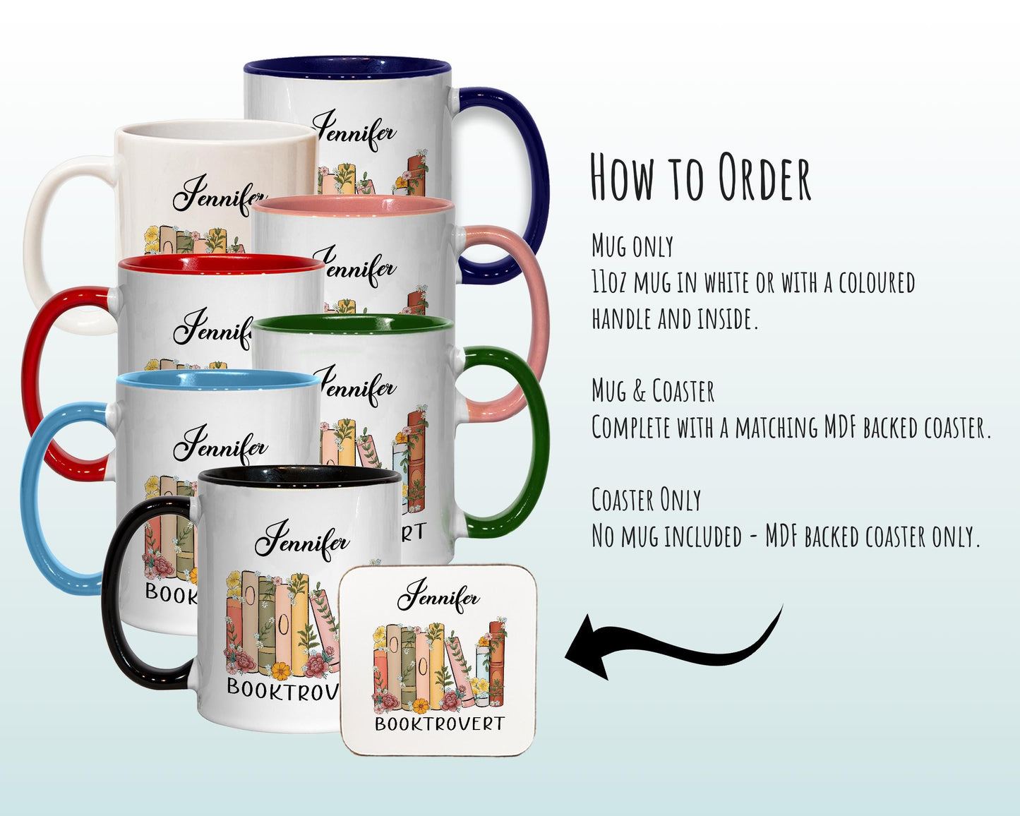 Personalised Gifts for Book Lovers Mug - Ceramic Coffee Tea Cup Mug Gift for Introvert Book Reader - Secret Santa Gift Idea for Her MG0931