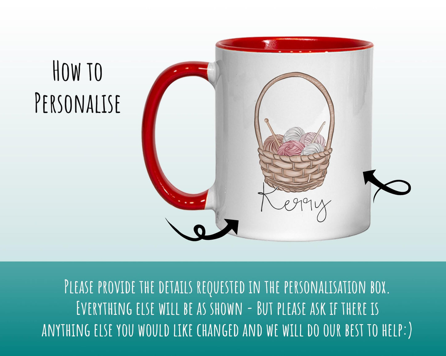 Personalised Gifts for Knitters Mug - Ceramic Coffee Tea Cup Mug Gift for Knitting Yarn Needles Design Secret Santa Gift Idea for Her MG0932