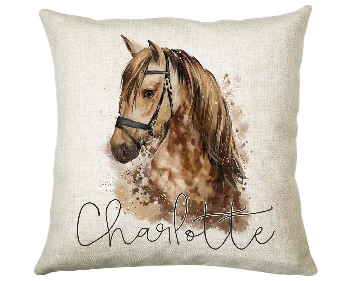 Personalised Horse Lover Cushion Gift Printed Name Design - Cushion Throw Pillow Gift For Boys Nursery Bedroom Birthday Gift CS049