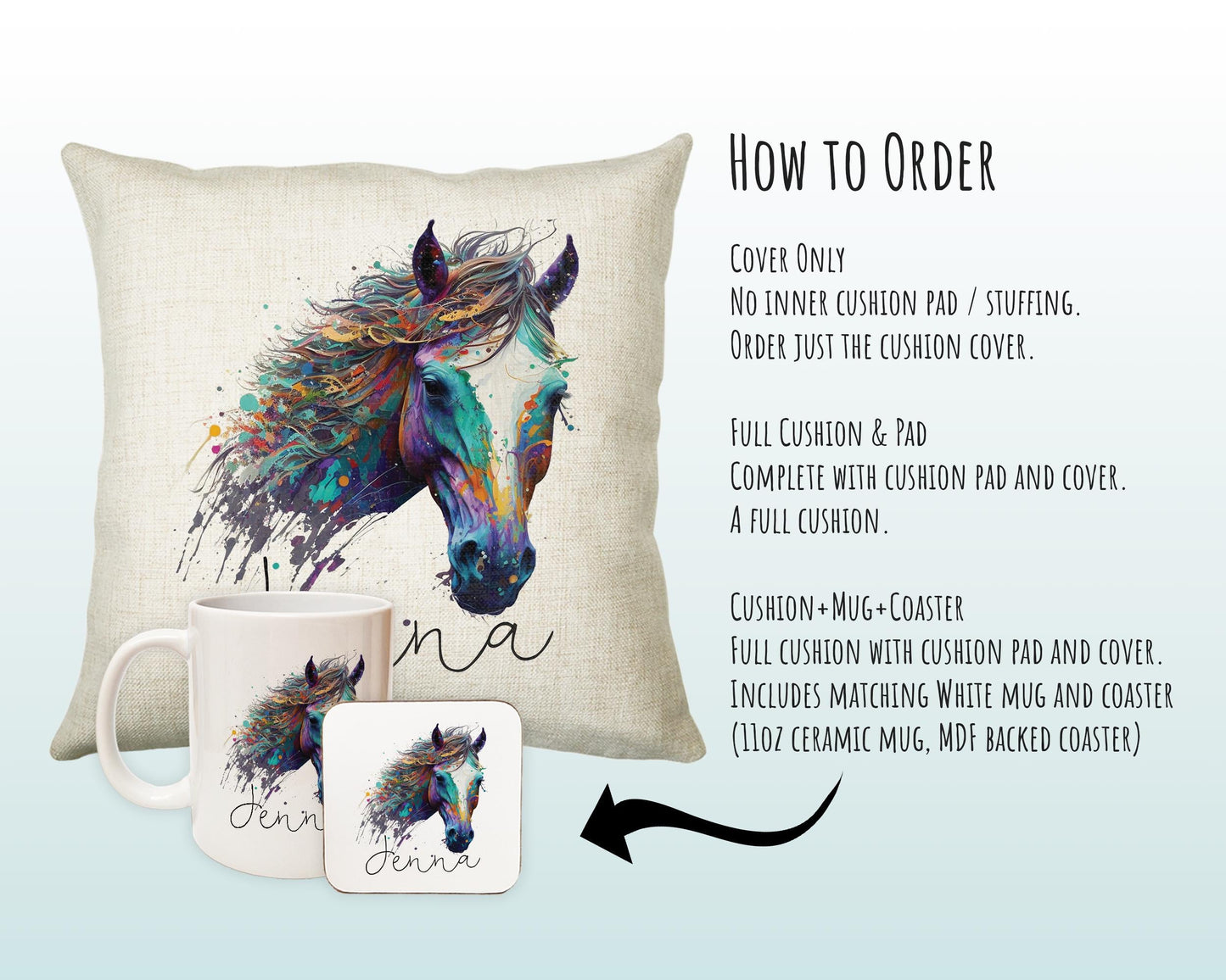 Birthday Gift For Girl Horse Lover Cushion Gift Printed Name Design Cushion Throw Pillow Gift For Girls Nursery Bedroom Christmas Gift CS524