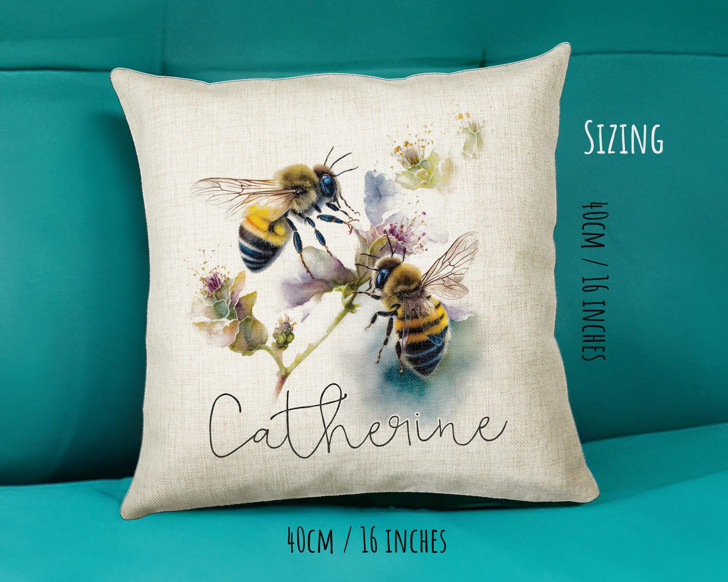 Gift For Mum Personalised Bumble Bee Cushion Gift Printed Name Design - Cushion Throw Pillow Gift Beekeeper Gardener Gardening Gift CS526
