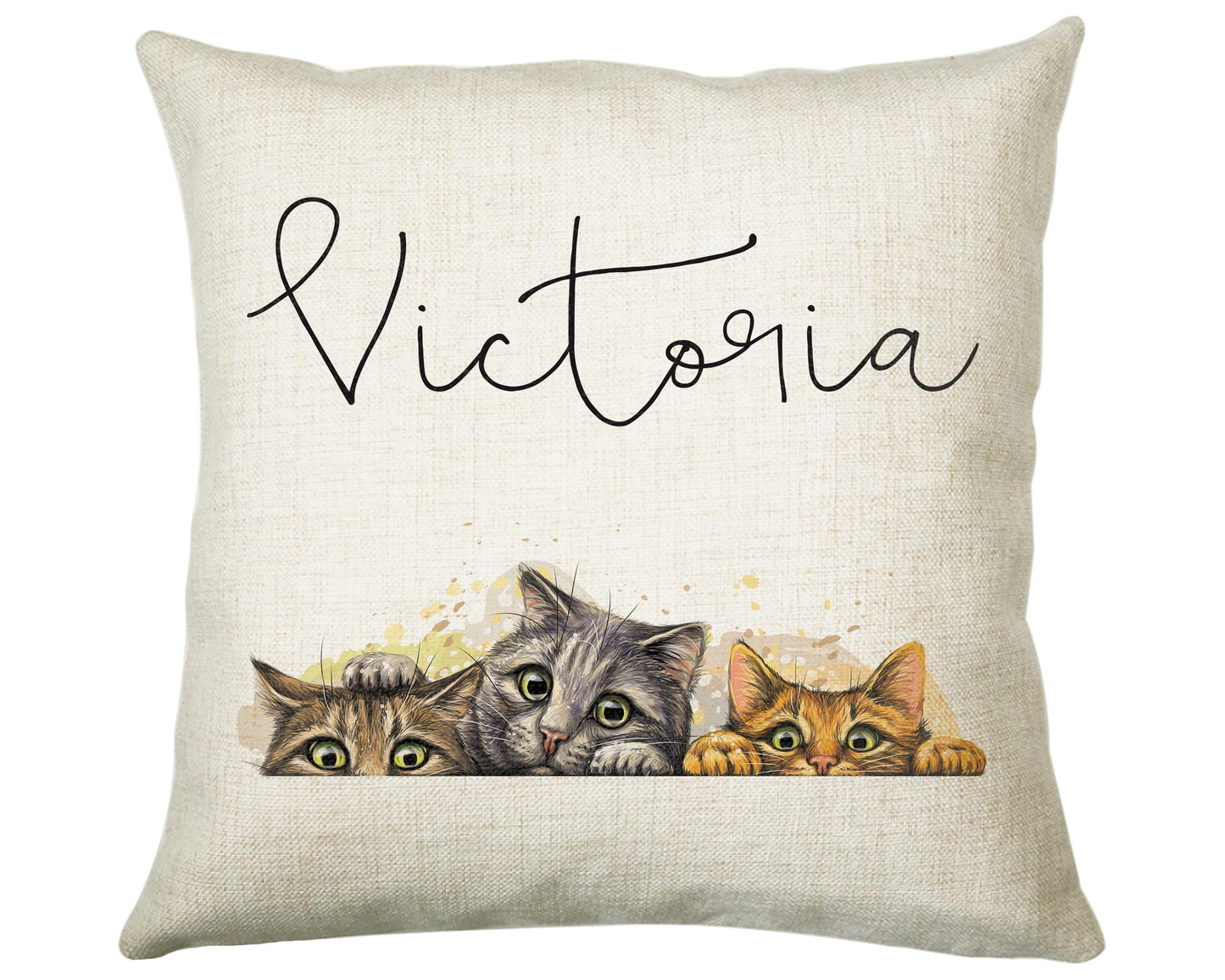 Personalised Cat Lover Cushion Gift Printed Name Design - Cushion Throw Pillow Gift For Boys Nursery Bedroom Birthday Christmas Gift CS039