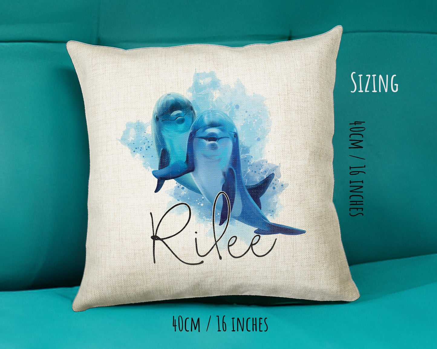 Personalised Dolphin Cushion Gift Printed Name Design Sealife Cushion Throw Pillow Gift For Mum Dad Friend Bedroom Birthday Gift CS154
