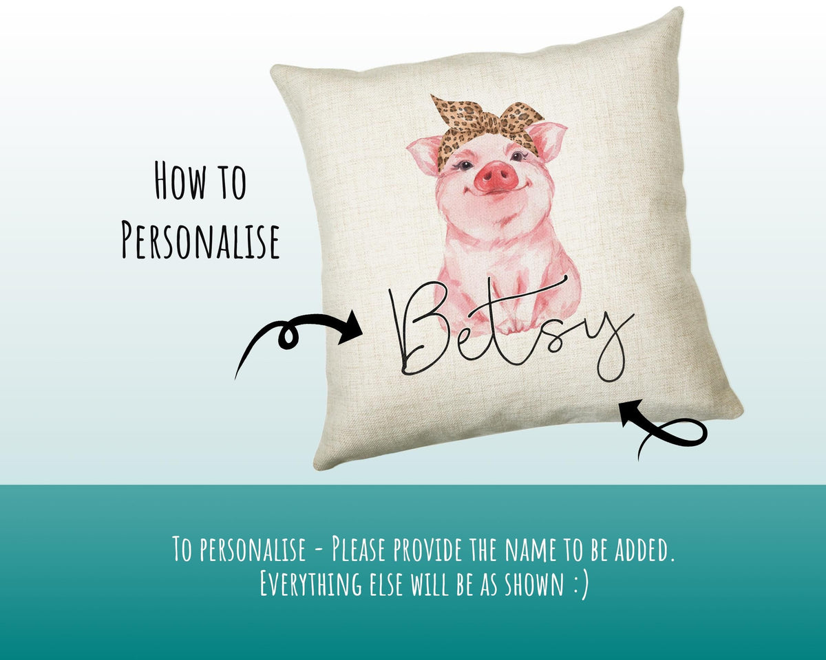 Personalised Hipster Pig Cushion Gift Printed Name Design - Cushion Throw Pillow Gift For Mum Friend Bedroom Birthday Christmas Gift CS143