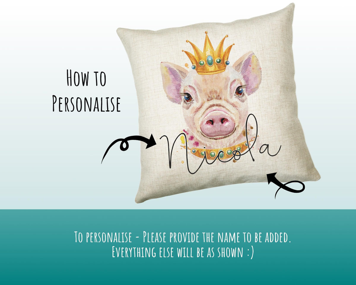 Personalised Hipster Pig Cushion Gift Printed Name Design - Cushion Throw Pillow Gift For Mum Friend Bedroom Birthday Christmas Gift CS142