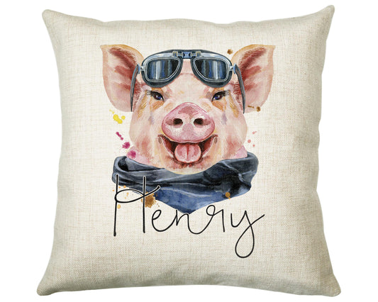Personalised Hipster Pig Cushion Gift Printed Name Design - Cushion Throw Pillow Gift For Mum Friend Bedroom Birthday Christmas Gift CS141