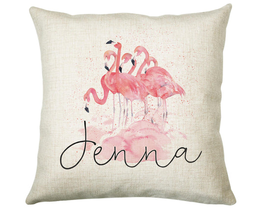 Personalised Pink Flamingo Cushion Gift Printed Name Design - Cushion Throw Pillow Gift For Mum Dad Friend Bedroom Birthday Christmas CS091