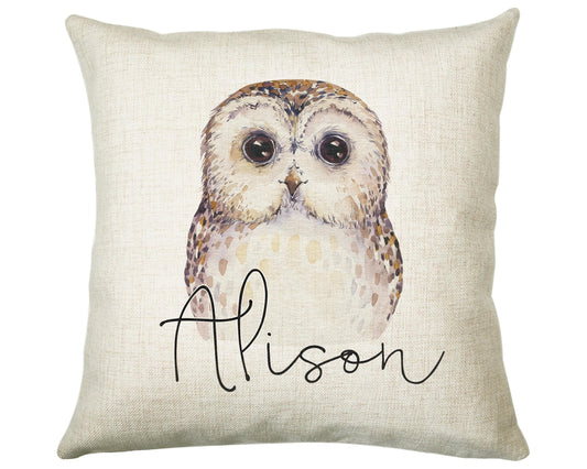 Personalised Owl Cushion Gift Printed Name Design - Cushion Throw Pillow Gift For Boys Nursery Bedroom Birthday Christmas Gift CS033