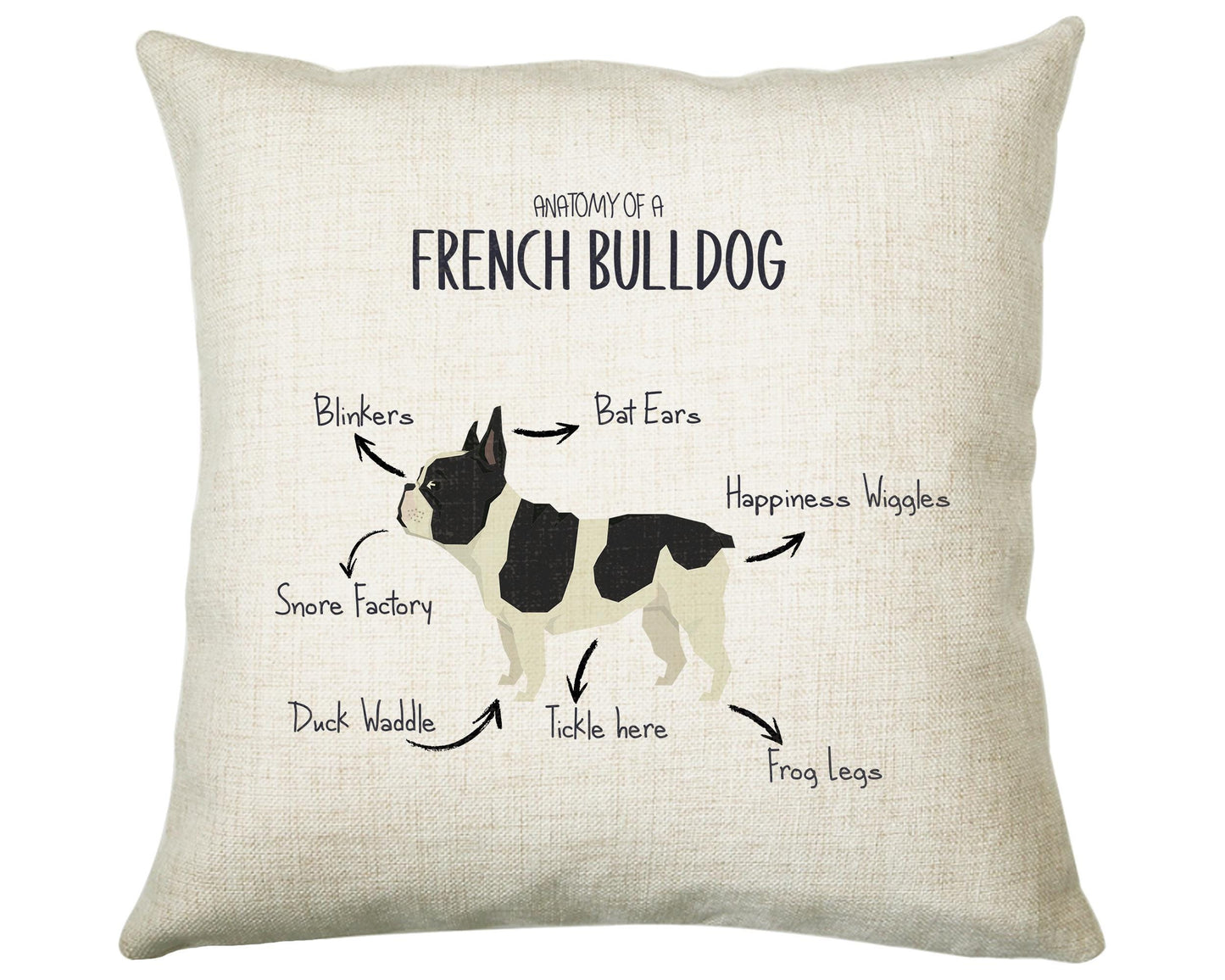Anatomy of a French Bulldog Funny Gift For Him Or Her Cushion Pillow Bedroom Decor CS415