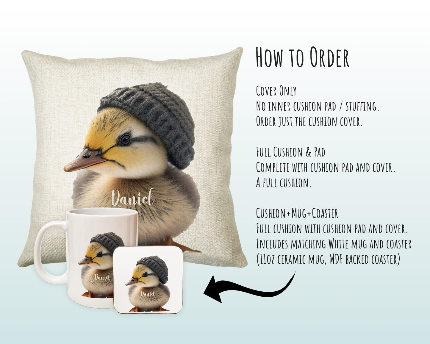 Birthday Gift For Boy Girl Duckling Cushion Gift Printed Name Design Cushion Throw Pillow Gift For Girls Nursery Bedroom Animal Gift CS537