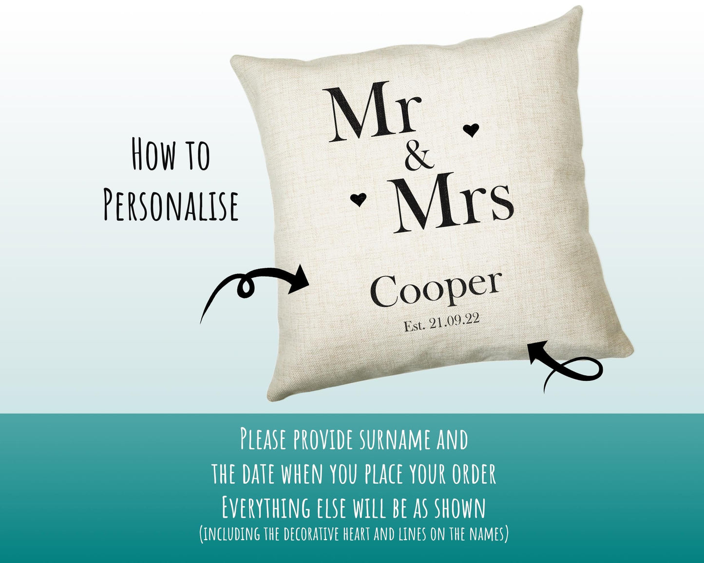 Personalised 2nd Anniversary Cotton Gift Cushion Two Years Custom Design Gift Valentines Present - Wedding Cushion Pillow Gift CS327