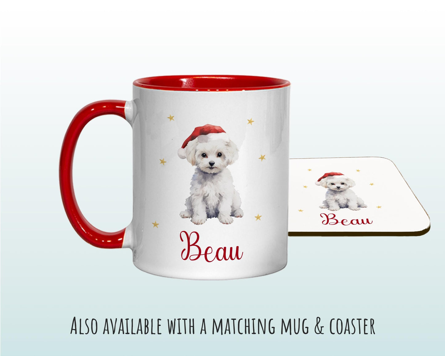 Personalised Bichon Frisé Large Christmas Sack - Red Drawstring Bag for Xmas Presents - Christmas Eve Bag Box Decoration for Dogs XS075