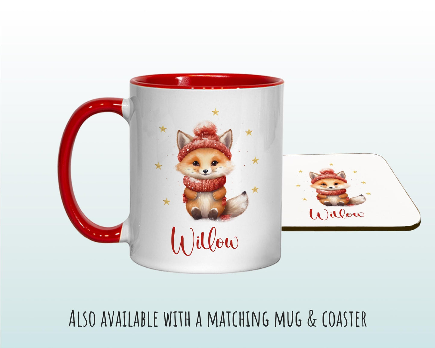 Personalized Christmas Sack – Cute Winter Fox Design, Xmas Gift Bag XS039