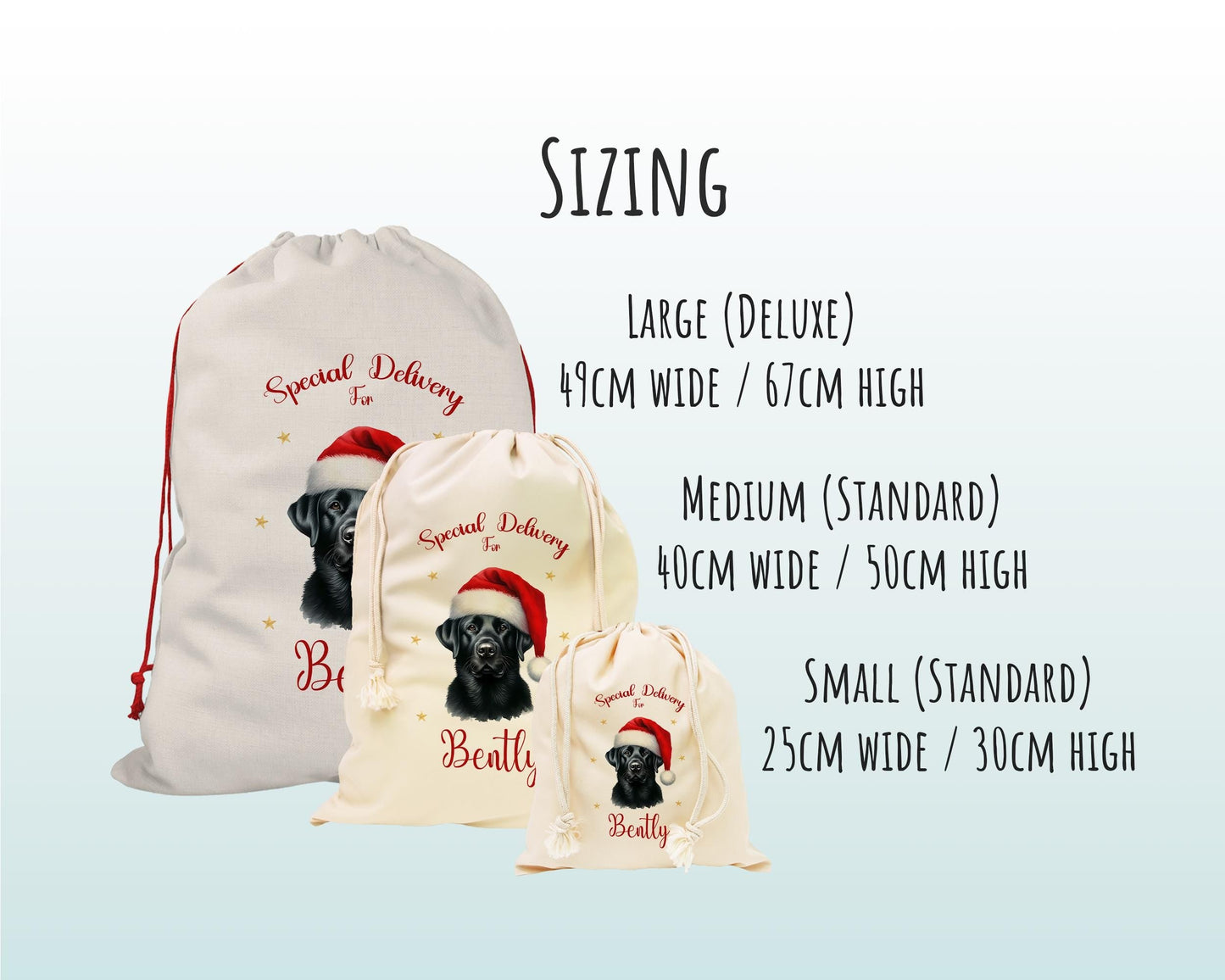 Personalised Black Labrador Large Christmas Sack - Red Drawstring Bag for Xmas Presents - Christmas Eve Bag Box Decoration for Dogs XS121