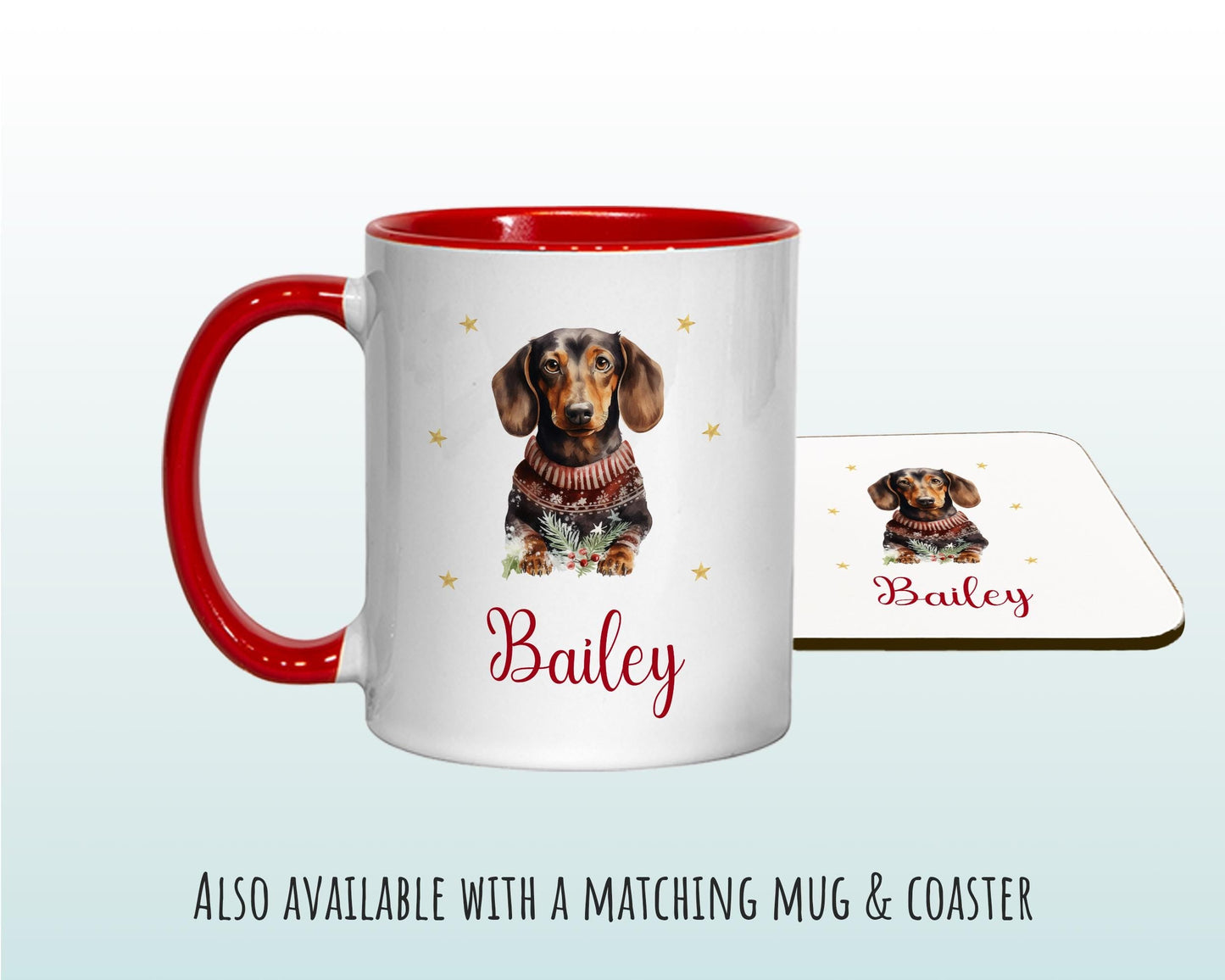Personalised Dachshund Large Christmas Sack - Red Drawstring Bag for Xmas Presents - Christmas Eve Bag Box Decoration for Dogs XS095
