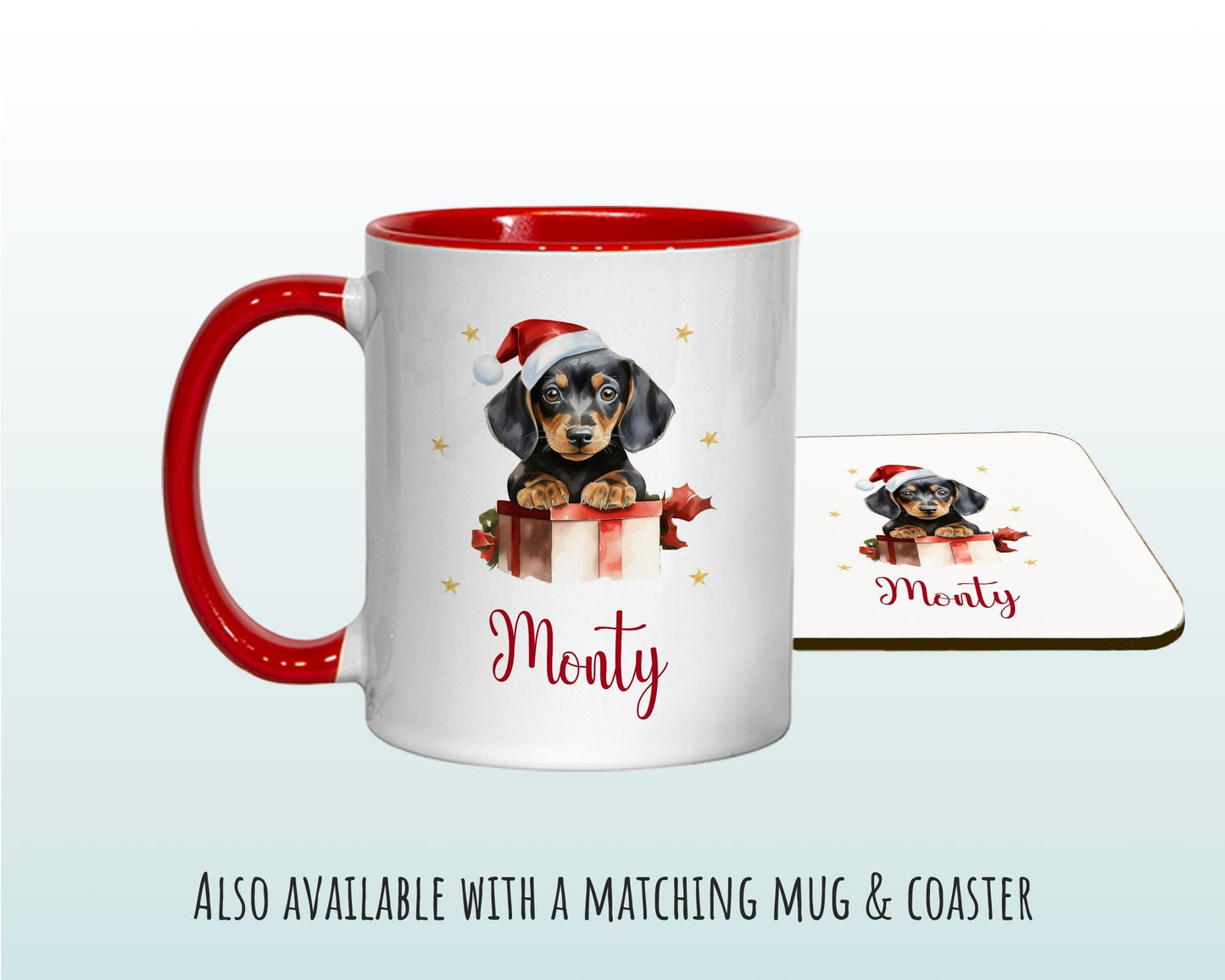 Personalised Dachshund Large Christmas Sack - Red Drawstring Bag for Xmas Presents - Christmas Eve Bag Box Decoration for Dogs XS092