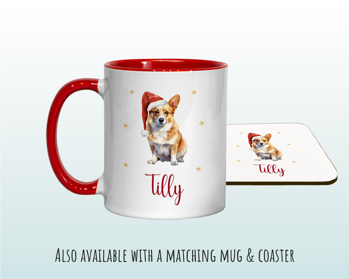 Personalised Corgi Dog Large Christmas Sack - Red Drawstring Bag for Xmas Presents - Christmas Eve Bag Box Decoration for Dogs XS089