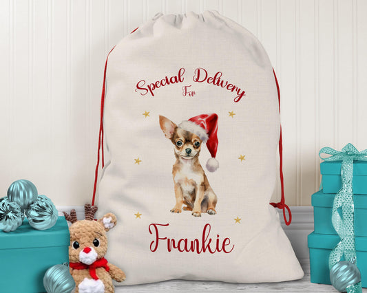 Personalised Chihuahua Large Christmas Sack