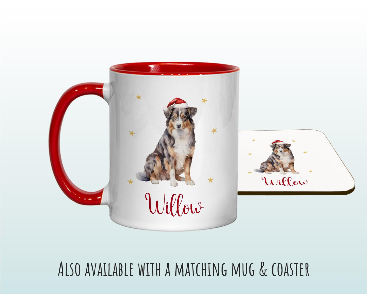 Personalised Australian Shepherd Large Christmas Sack - Red Drawstring Bag for Xmas Presents Christmas Eve Bag Box Decoration for Dogs XS070