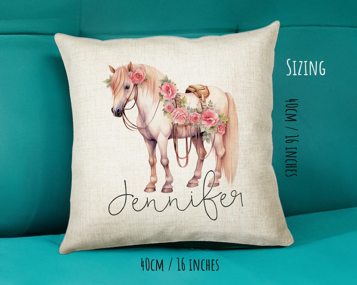 Personalised Horse Lover Cushion Gift Printed Name Design - Cushion Throw Pillow Gift For Boys Nursery Bedroom Birthday Gift G010