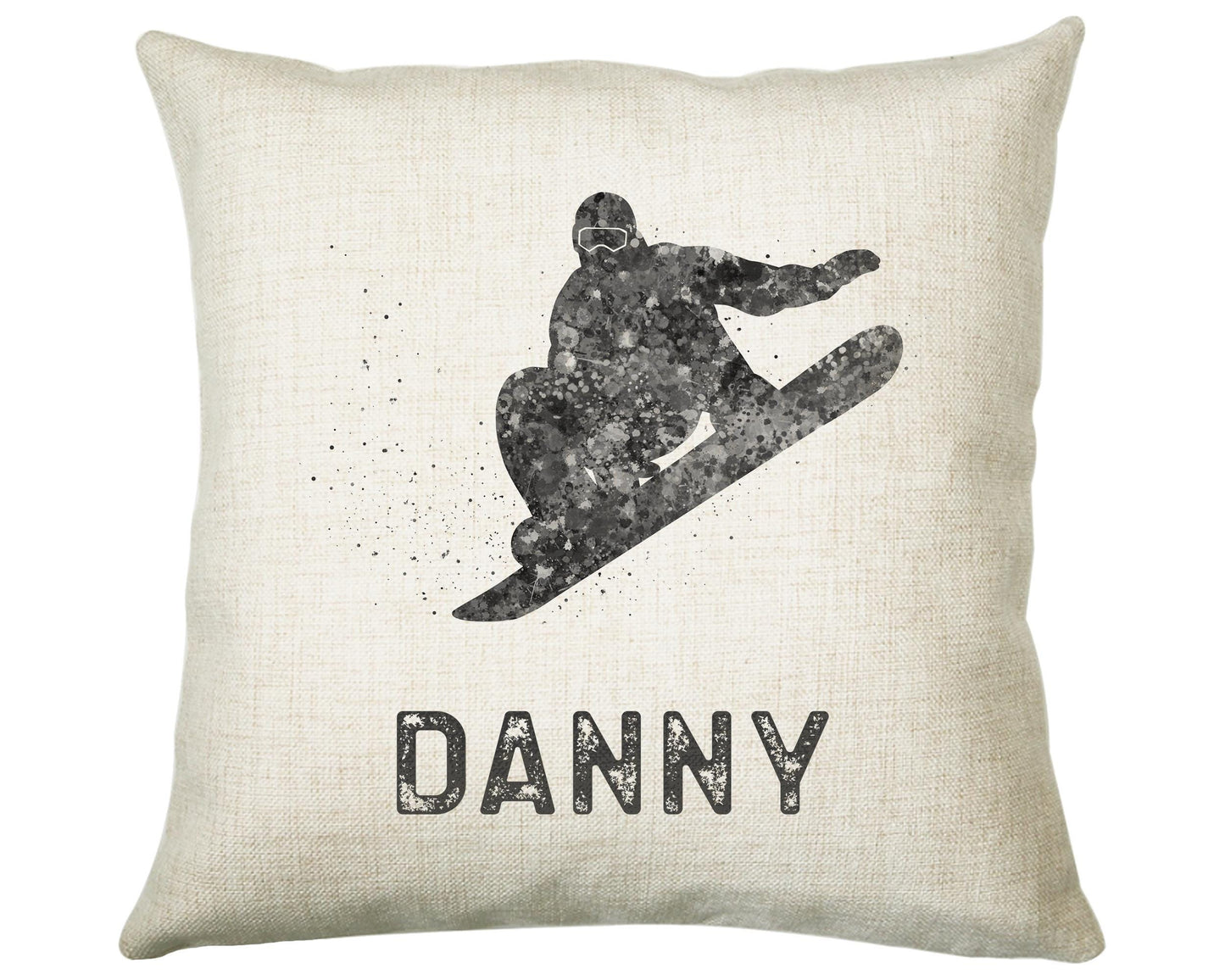 Personalised Snowboarding Cushion Gift Boys Girls Bedroom Printed Name Design - Pillow Gift Skiing Mountain Decor CS268