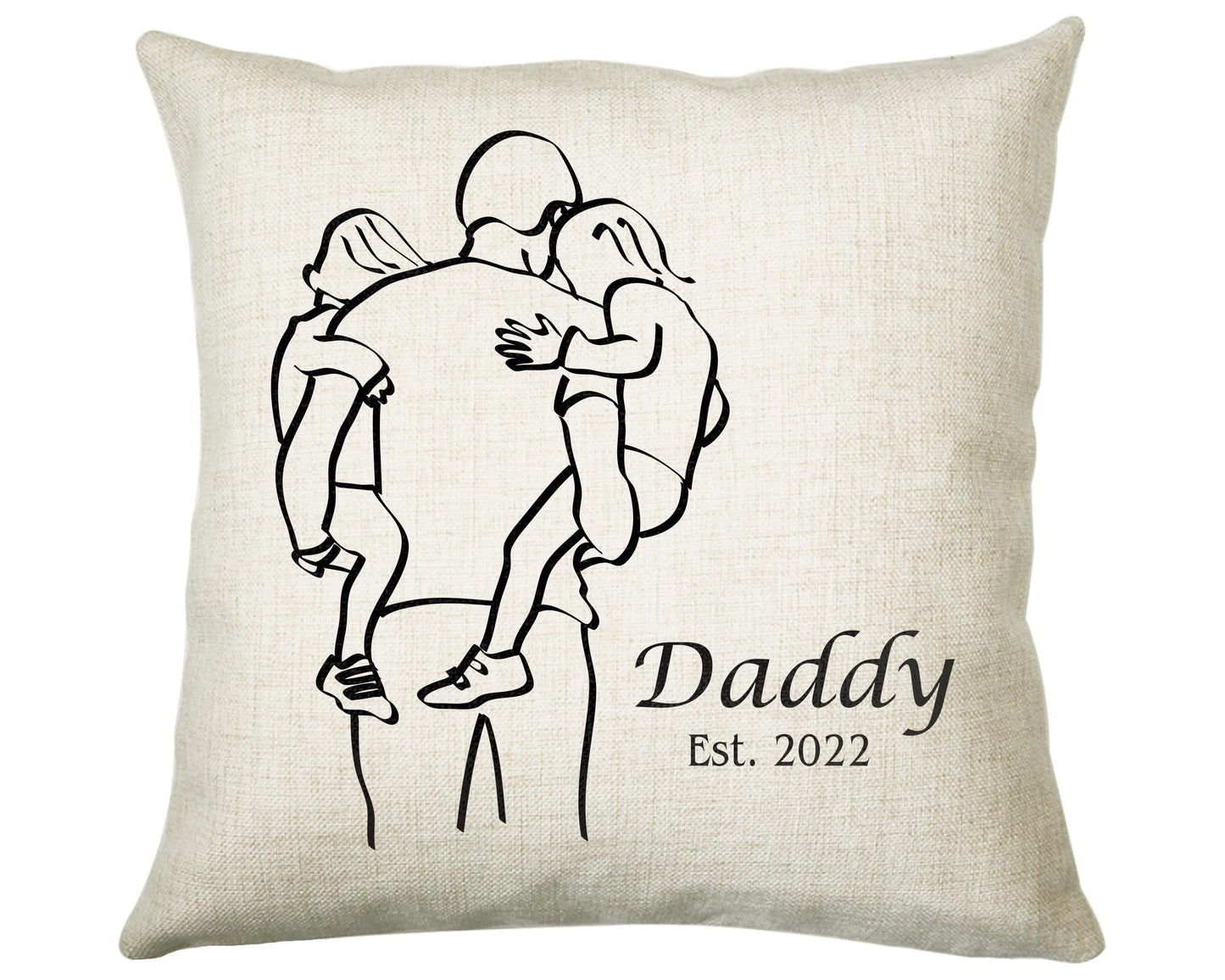 Fathers Day Cushion Personalised Gift for Dad - Established Date Fathers Day Gift For Daddy - Dad and Kids Gift from Son Daughter SMC004