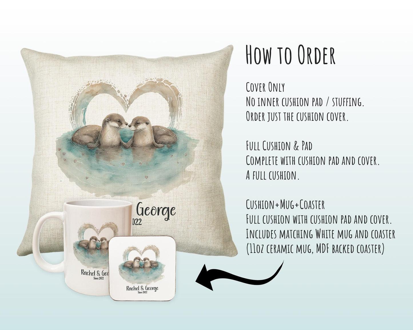 Personalised Valentines Day Otters Cushion Gift - Otterly In Love Cushion Throw Pillow Gift For Him Her Boyfriend Girlfriend Gift CS518