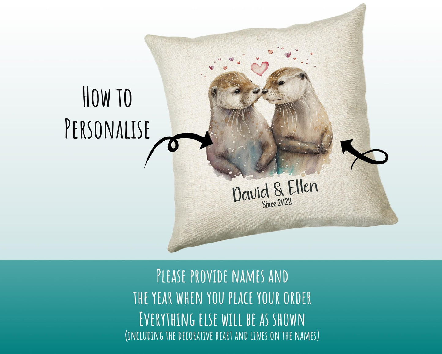 Personalised Valentines Day Otters Cushion Gift - Otterly In Love Cushion Throw Pillow Gift For Him Her Boyfriend Girlfriend Gift CS519