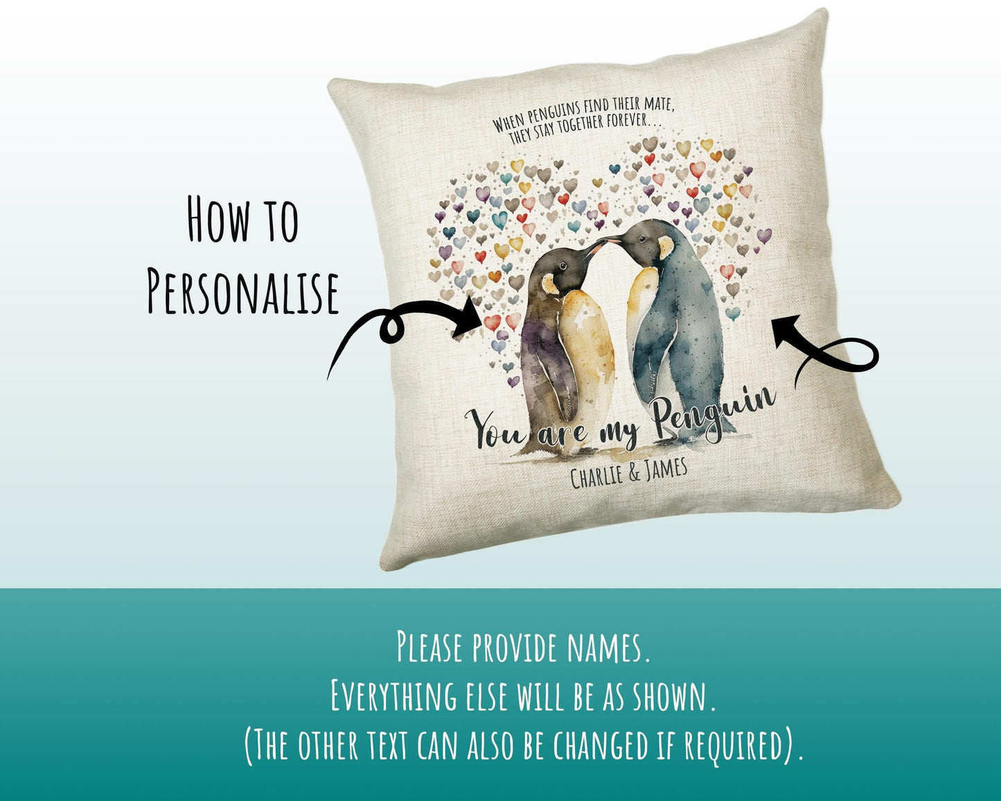 Personalised Valentines Day Penguins Cushion Gift - You Are My Penguin Cushion Throw Pillow Gift For Him Her Husband Wife Gift CS515