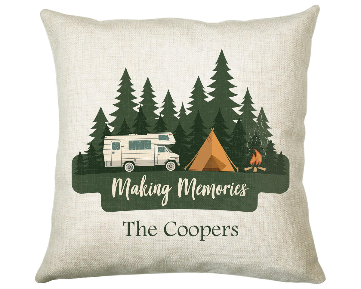 Personalised Caravan Camping Lovers Cushion Gift Forest Trees Design For Caravan Motorhome Owners Enthusiasts CS198