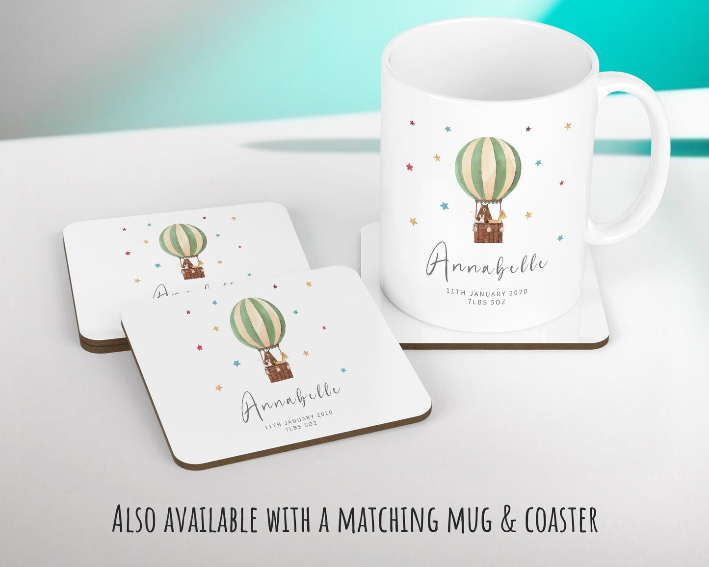 Personalised Baby Cushion New Baby Gift Hot Air Balloon Printed Name Design - Pillow Gift For Girls Boys Nursery Bedroom Decor Gift CS462