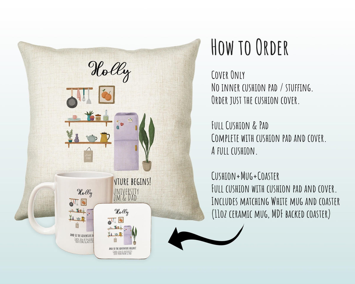 Personalised University Moving Day Name Cushion Gift Printed Name Design - Cushion Throw Pillow Gift For Plant Lover Christmas Gift CS377