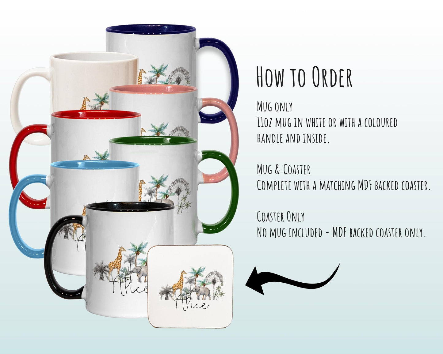 Personalised Giraffe Elephant Coffee Mug MGZ181
