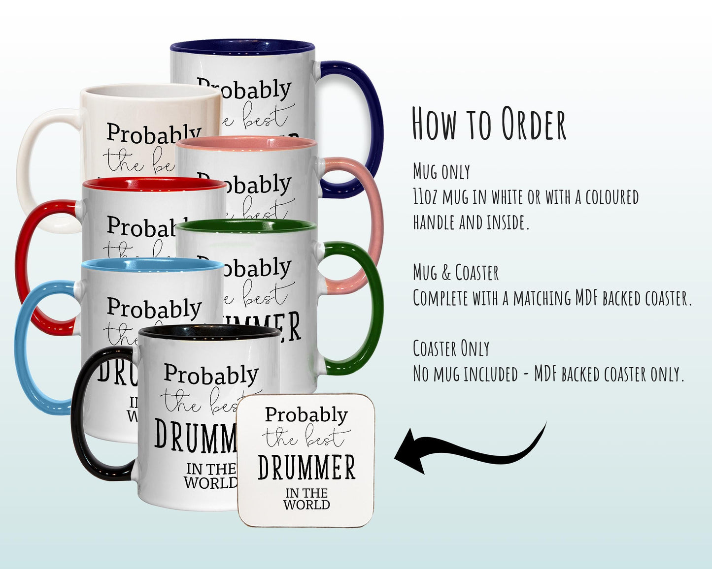 Probably The Best Drummer In The World 11oz Coffee Mug Tea Gift Idea For Drum Player Band Member Group Musician Drumming Drum Kit MG0549