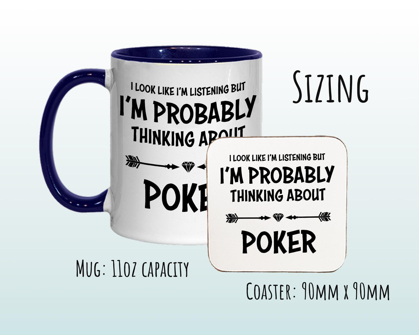I'm Probably Thinking About Poker Mug Gift 11oz Coffee Mug Gift Idea For Poker Player Coach Team Sport For Him Her MG0275
