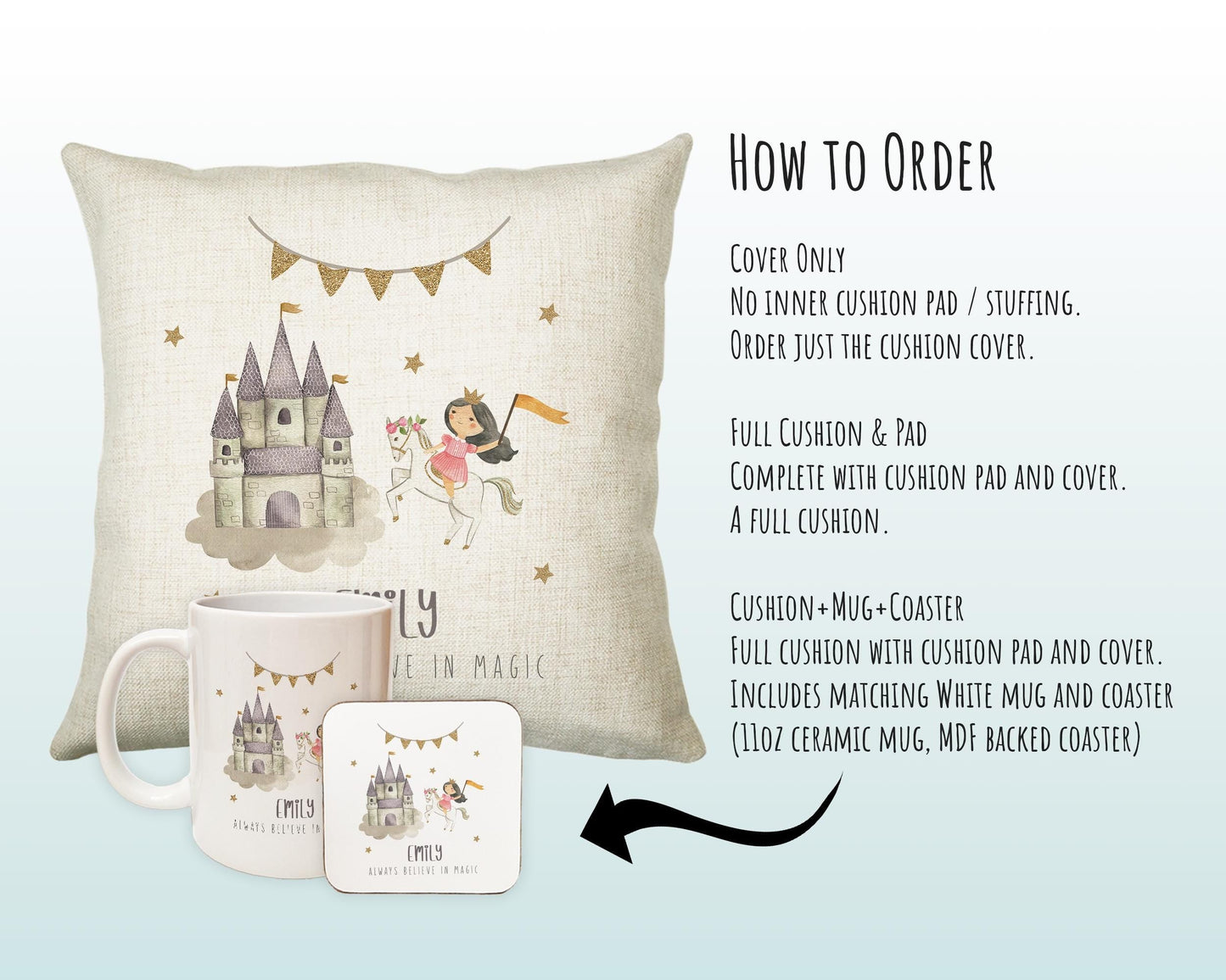 Personalised Fairy Cushion Gift Printed Name Design - Pillow Gift For Girls Boys Nursery Bedroom Decor Birthday Gift CS284