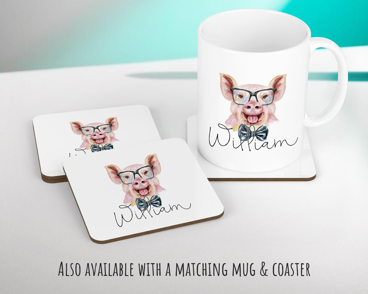 Personalised Hipster Pig Cushion Gift Printed Name Design - Cushion Throw Pillow Gift For Mum Friend Bedroom Birthday Christmas Gift CS144