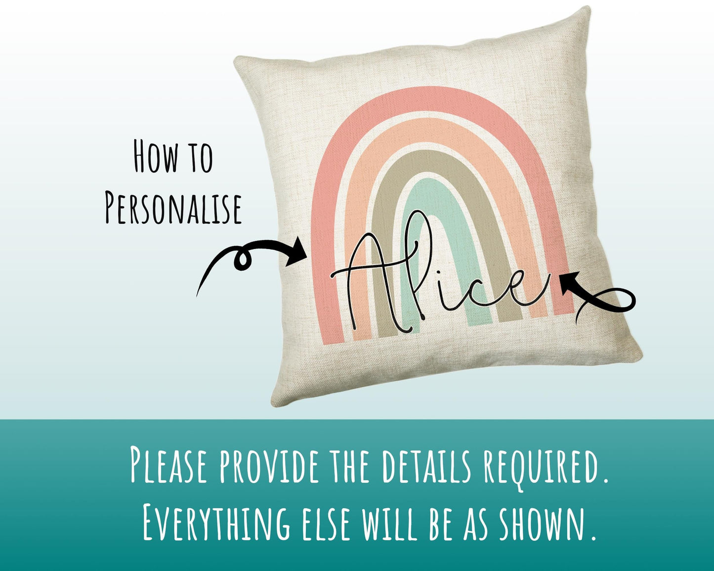 Personalised Rainbow Cushion Gift Printed Name Design - Cushion Throw Pillow Gift For Girls Mum Nan Sister Her Birthday Christmas Gift CS001