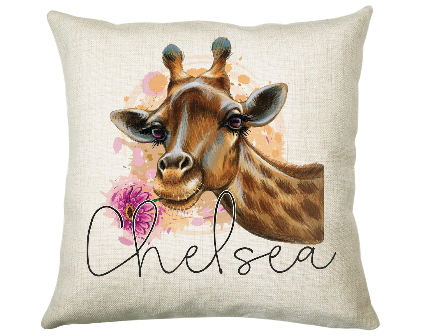 Personalised Giraffe Cushion Gift Printed Name Design - Cushion Throw Pillow Gift For Mum Dad Friend Bedroom Birthday Christmas Gift CS164