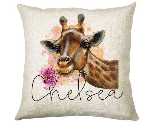 Personalised Giraffe Cushion Gift Printed Name Design - Cushion Throw Pillow Gift For Mum Dad Friend Bedroom Birthday Christmas Gift CS164
