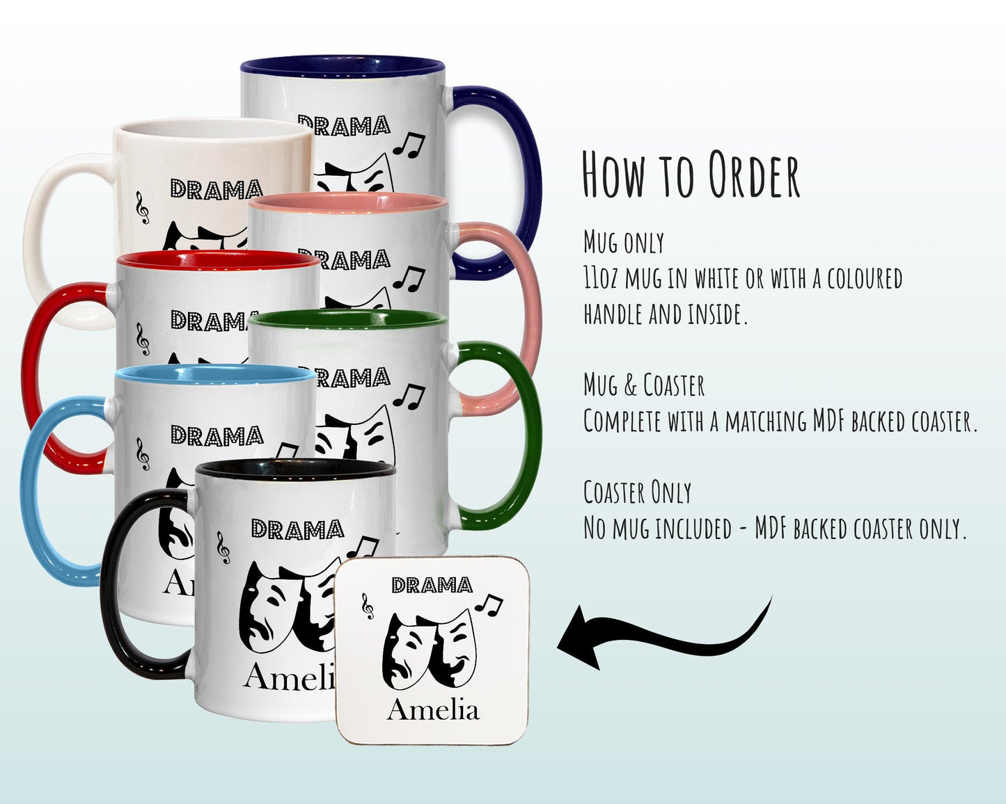 Personalised Theatre Drama Gift Mug - Ceramic Coffee Tea Hot Chocolate Mug Gift for Theatre Lovers - Secret Santa Gift Idea Drama MG0858