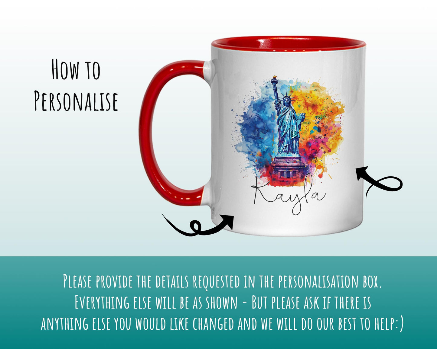 Personalised New York Gift Mug - Ceramic Coffee Tea Hot Chocolate Mug Gift NYC City Lovers - Secret Santa Gift USA Statue of Liberty MG0875